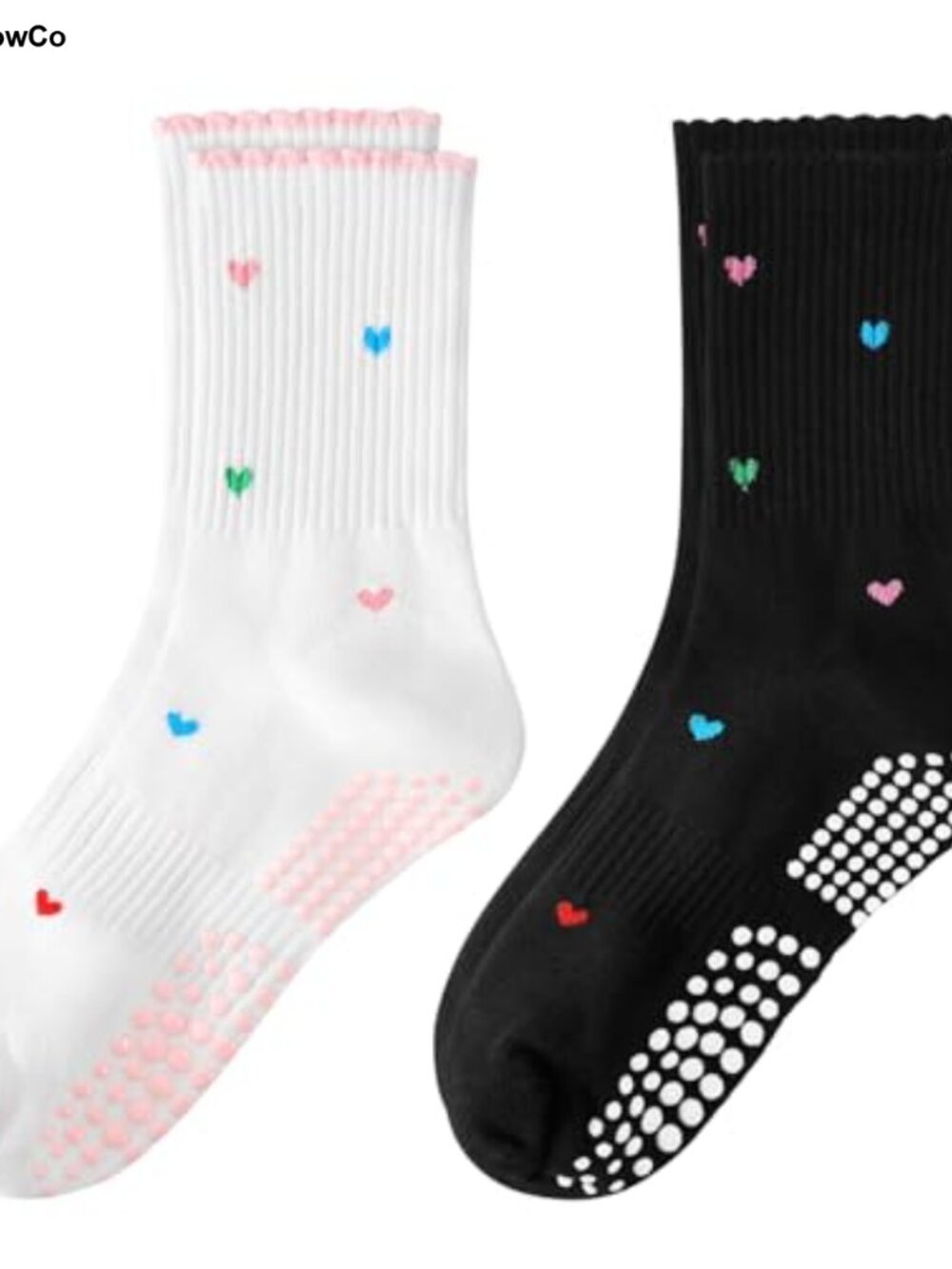 Women's Pilates Grip Socks, Non Slip Ruffle Yoga Socks w/ Silicone